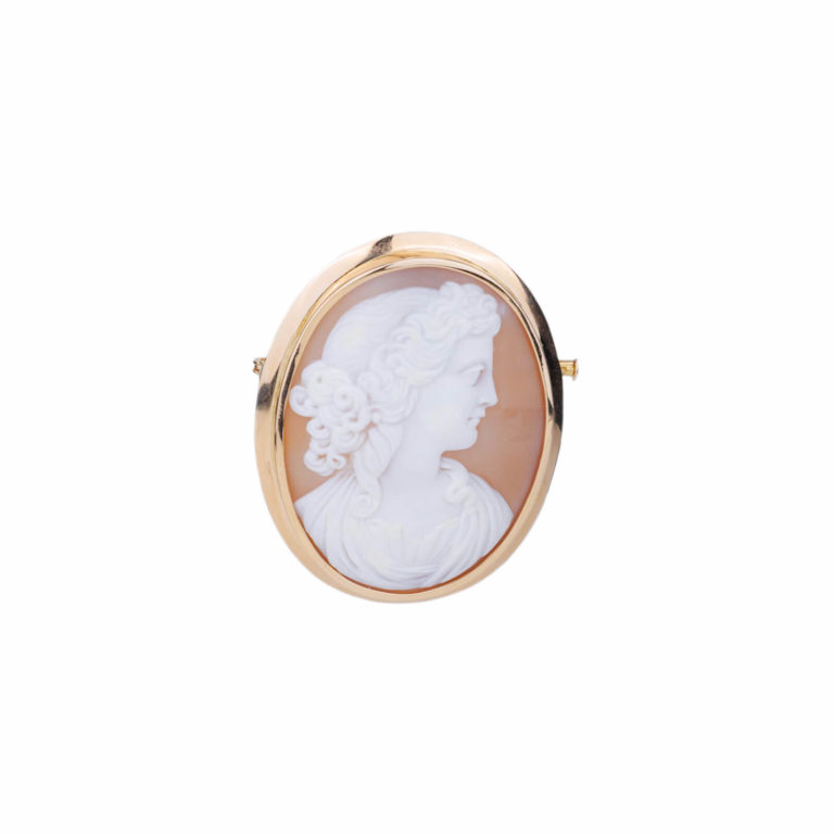 Vintage Jewelry - Pink gold Cameo pendant brooch