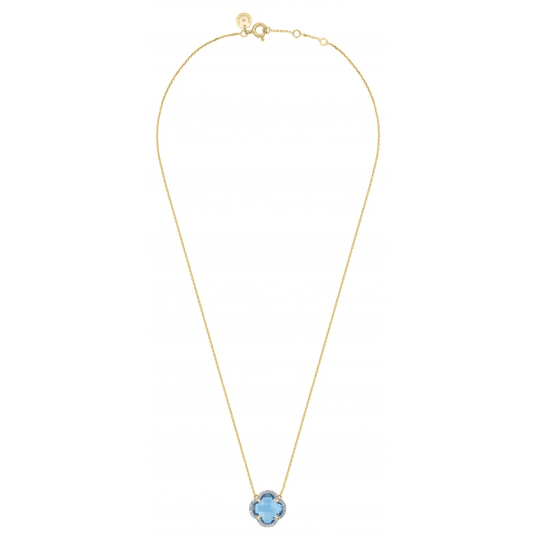 Morganne Bello - Collier en or jaune Victoria Diamants Topaze (swiss blue) + diamants