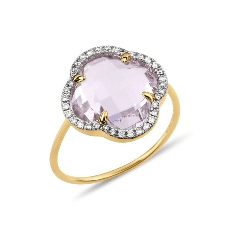 Morganne Bello - Victoria yellow gold ring with pink amethyst and diamonds