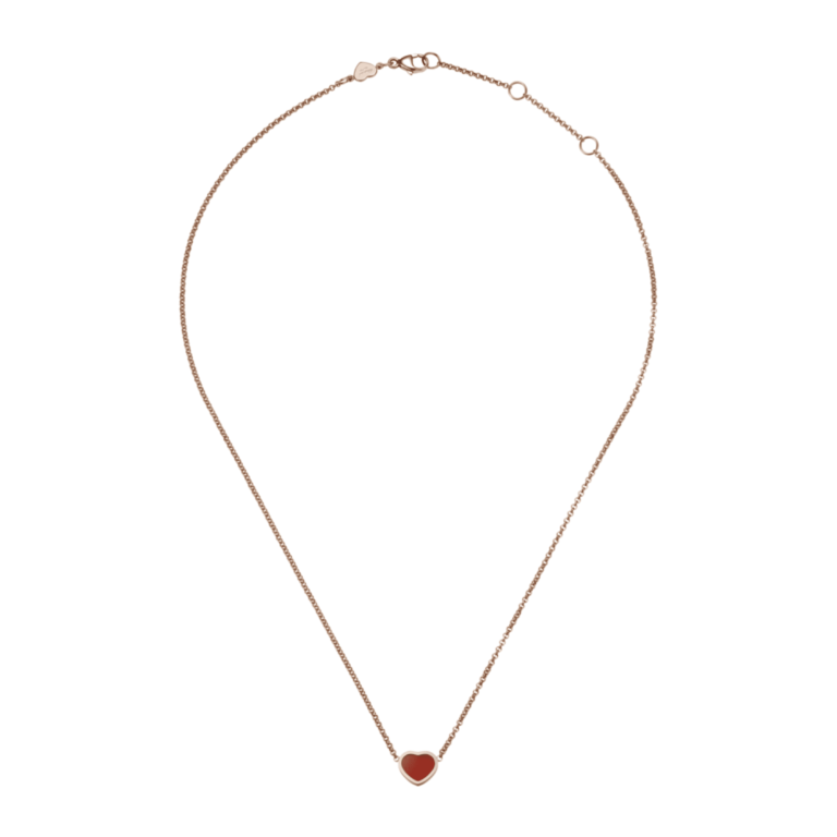 Chopard - My Happy Hearts pink gold and carnelian necklace
