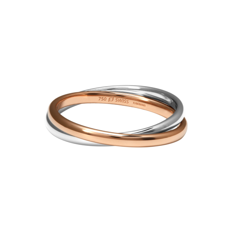 Furrer Jacot - Two-tone wedding band in white and pink gold