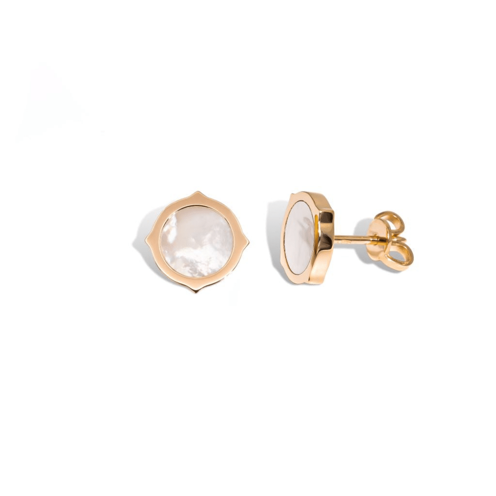 Pair of rose gold stud earrings with mother-of-pearl
