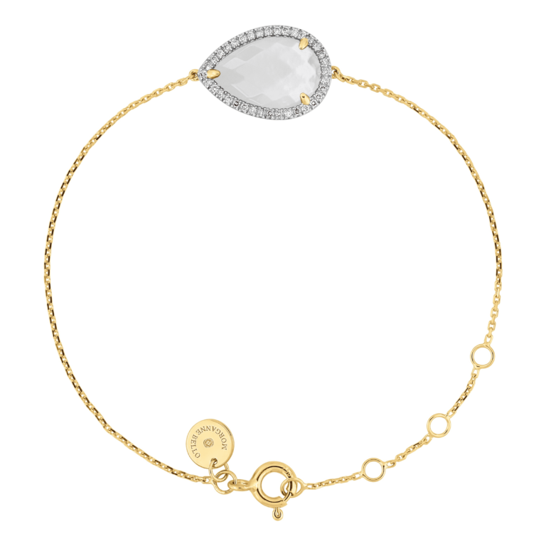 Morganne Bello - Bracelet Alma en or jaune avec nacre blanche et diamants