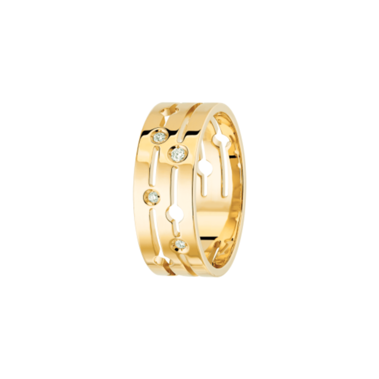 Dinh Van - Pulse medium ring in yellow gold and diamonds