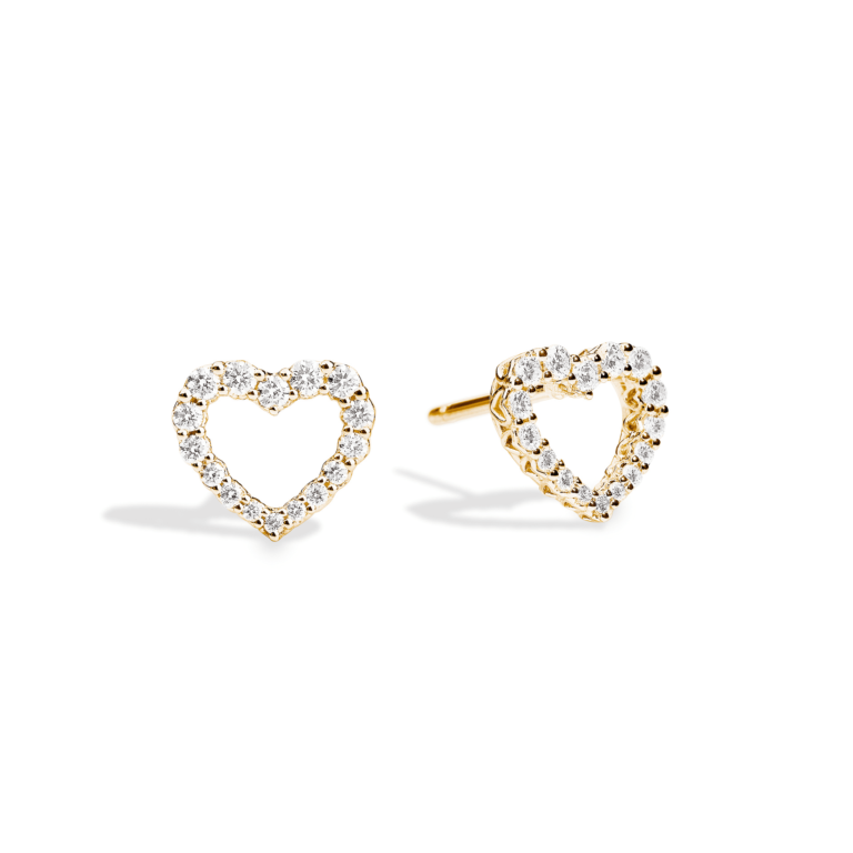 Recarlo - Heart stud earrings in yellow gold