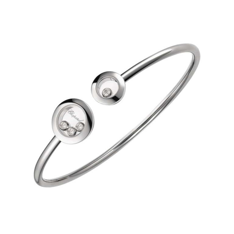 Chopard - Happy Diamonds – Bracelet rigide en or gris 750 avec diamants mobiles