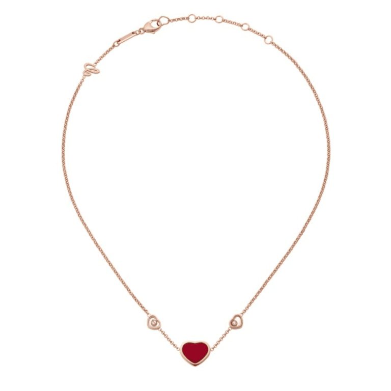 Chopard - Happy Hearts – Collier en or rose avec motifs cœurs