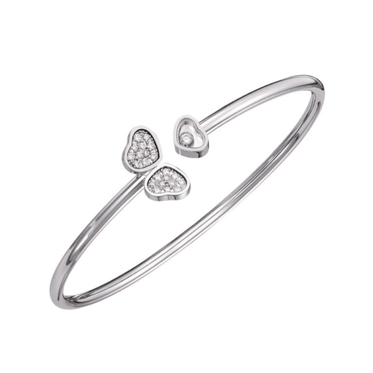 Chopard - Happy Hearts – Rigid bracelet in white gold with hearts set with diamonds