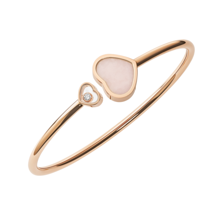 Chopard - Happy Hearts – Rigid bracelet in pink gold with an opal and a diamond
