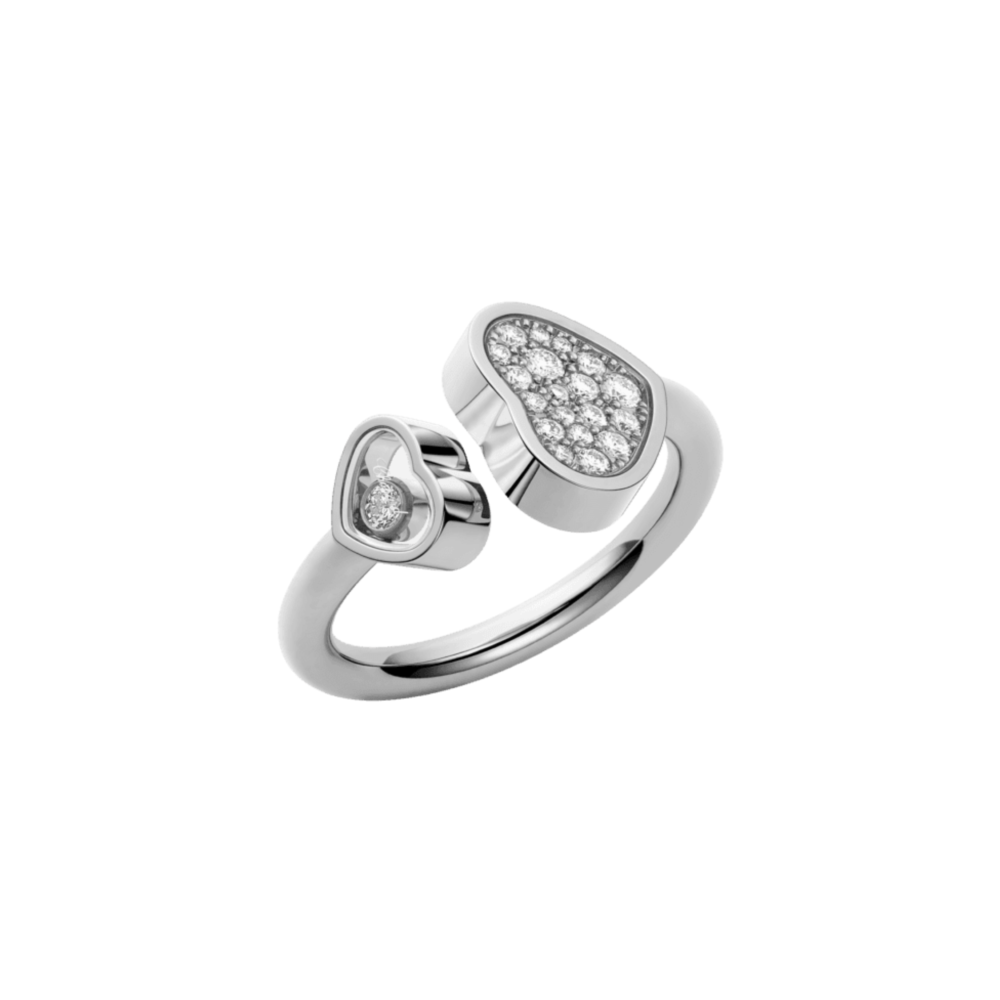 Happy Hearts – Ring in white gold set with diamonds