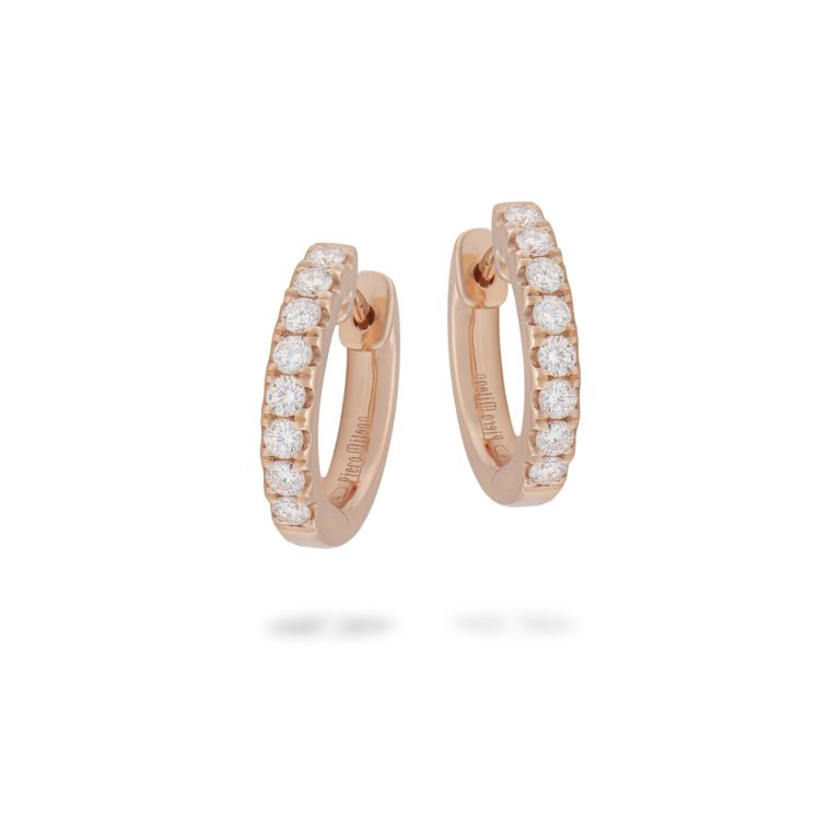 Piero Milano - Pink gold hoop earrings with diamonds