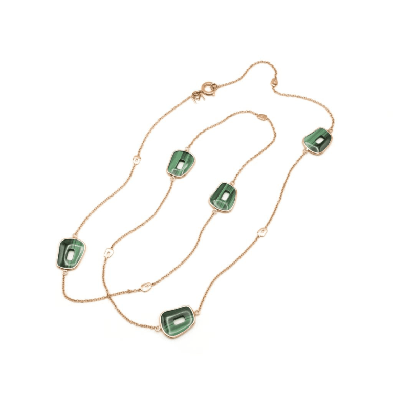 Mattioli - Rose gold puzzle necklace with five malachite elements