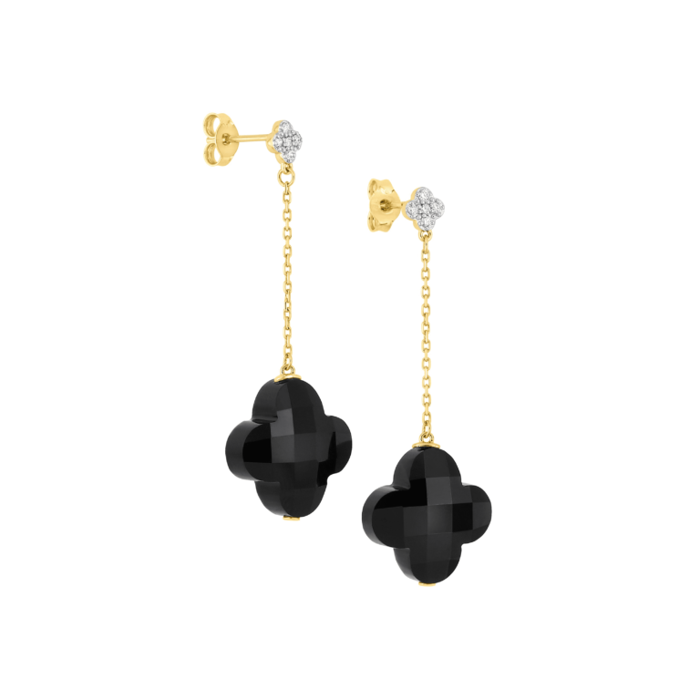Morganne Bello - Boucles d’oreilles pendantes en or jaune avec onyx et diamants