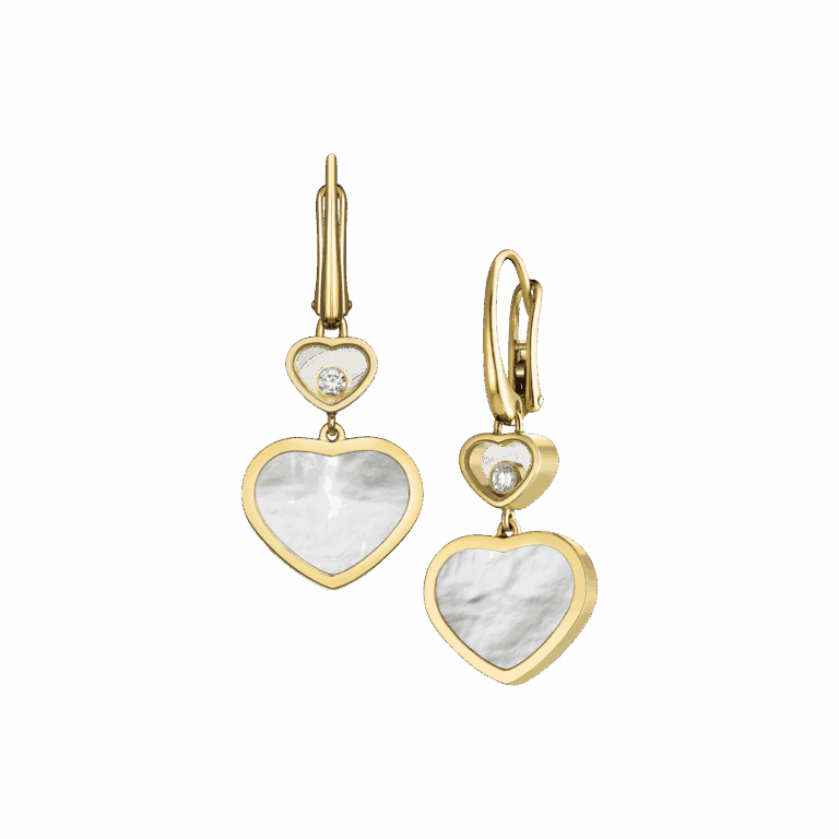 Chopard - Happy Hearts – boucles d’oreilles en or jaune, nacre et diamants