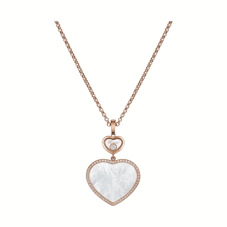 Chopard - Happy Hearts pendentif en or rose, nacre et diamants