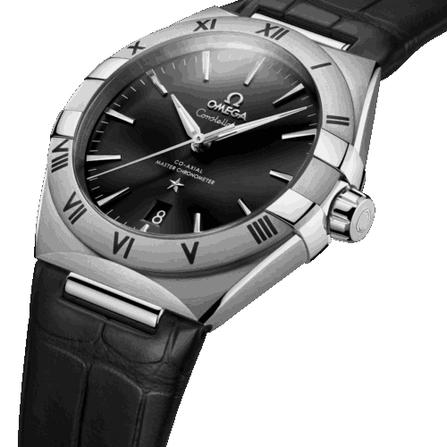 OMEGA Constellation 39 mm, acier sur bracelet en cuir 131.13.39.20.01.001 horlogerie lionel meylan vevey lausanne