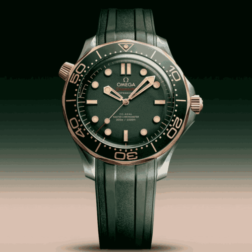 OMEGA Seamaster Diver 300M 42 mm, Titane ‑ Bronze gold sur Bracelet caoutchouc 210.92.42.20.10.001 horlogerie lionel meylan vevey lausanne