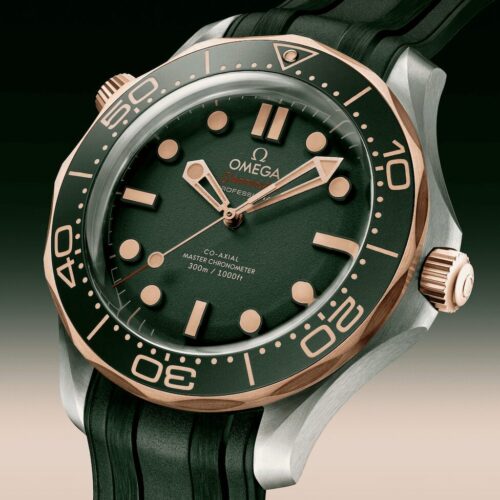 OMEGA Seamaster Diver 300M 42 mm, Titane ‑ Bronze gold sur Bracelet caoutchouc 210.92.42.20.10.001 horlogerie lionel meylan vevey lausanne