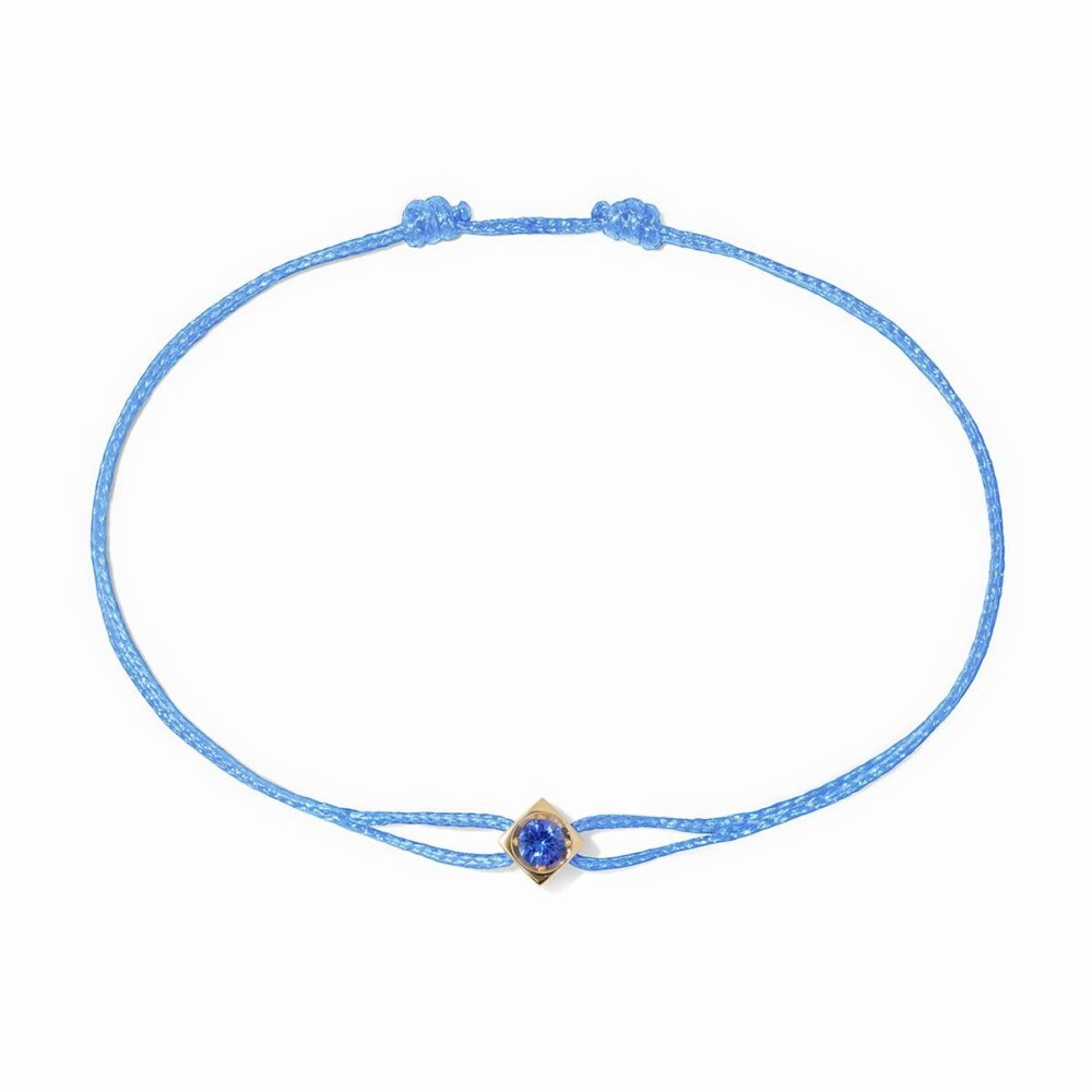 Le Cube cord bracelet yellow gold and blue sapphire