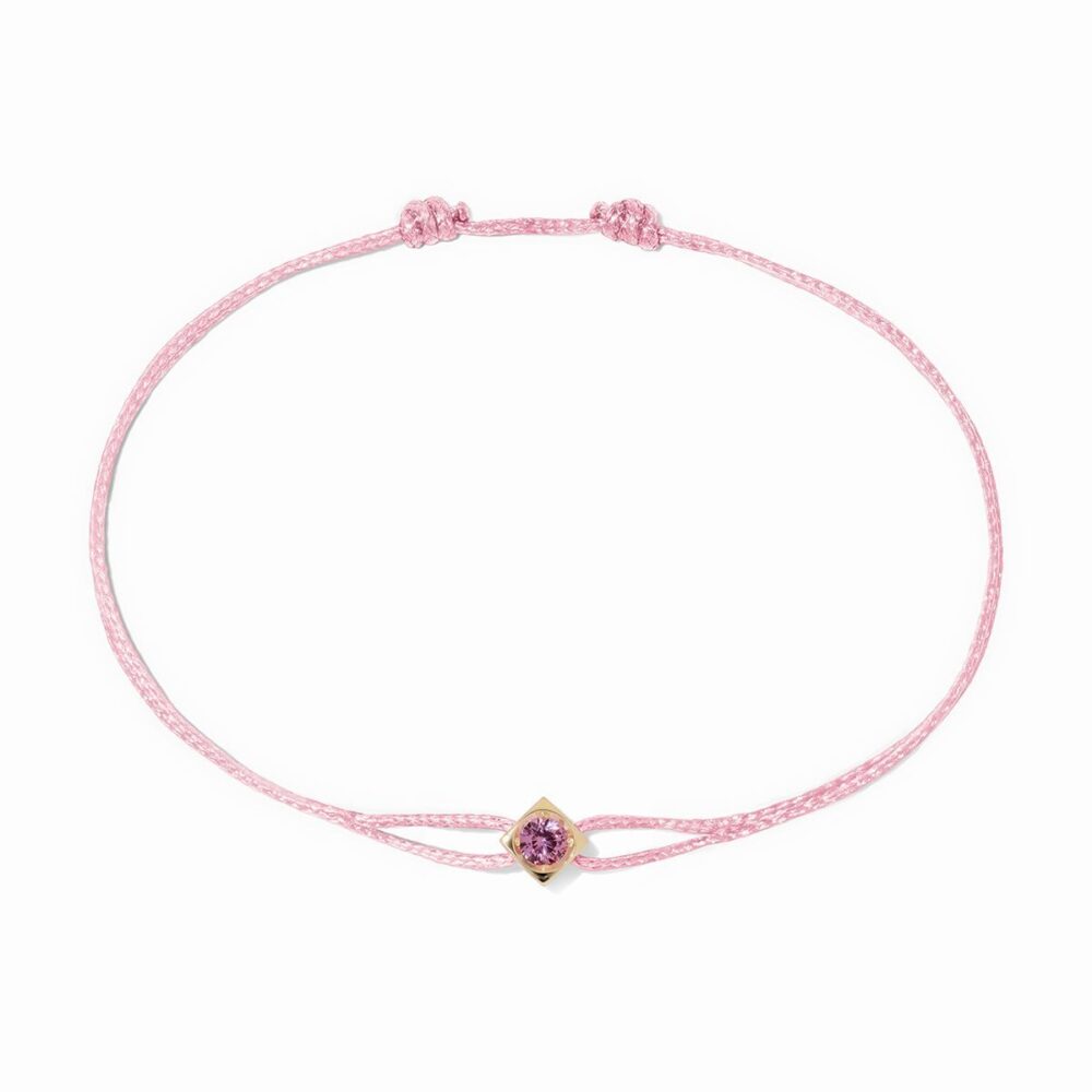 Le Cube cord bracelet yellow gold and pink sapphire