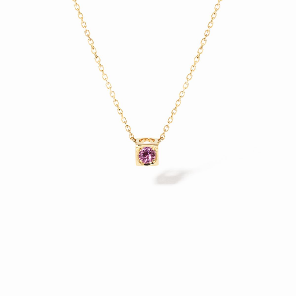 Le Cube yellow gold and blue sapphire necklace