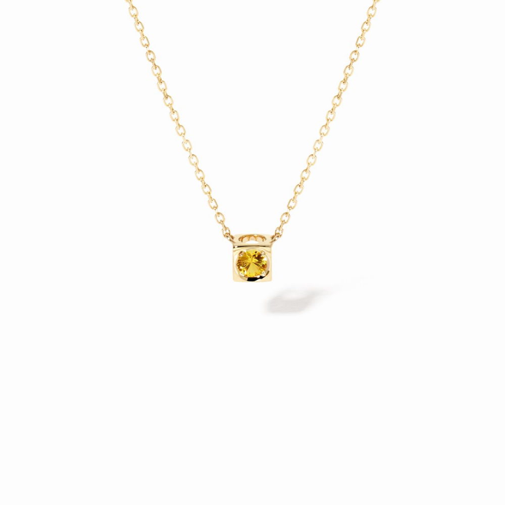 Le Cube yellow gold and yellow sapphire necklace